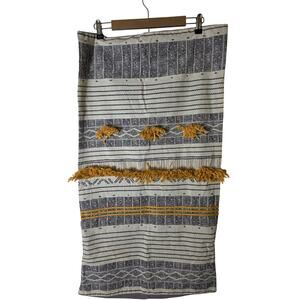 INK + IVY Cody Tapestry Yellow Black White Striped STANDARD Pillow Sham Set of 2